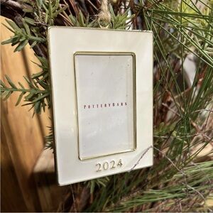 Pottery Barn 2024 White Enamel Rectangle Frame Ornament New With Tags